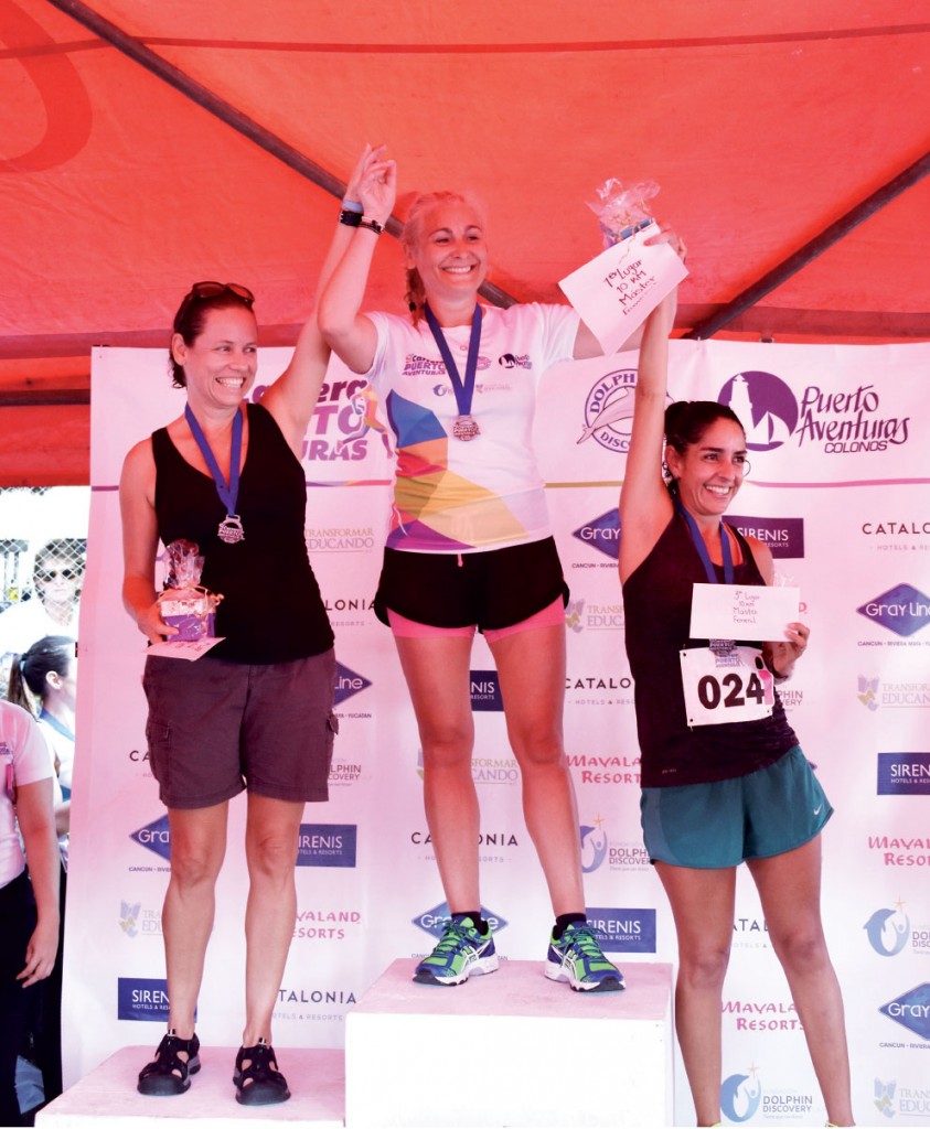 Rocío Meza, Helena Fernández, María Cánovas, ganadoras Máster femenil 10k.